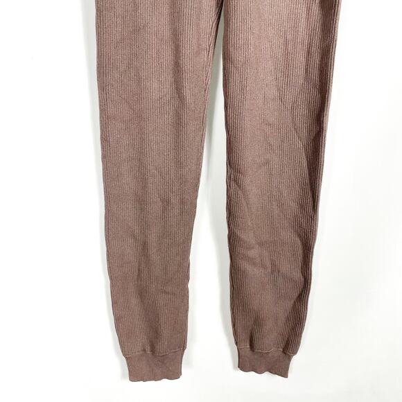 ALL THE WAYS Kasey Knit Jogger Pant Mocha Brown Ribbed Drawstring Sz S - Picture 8 of 10
